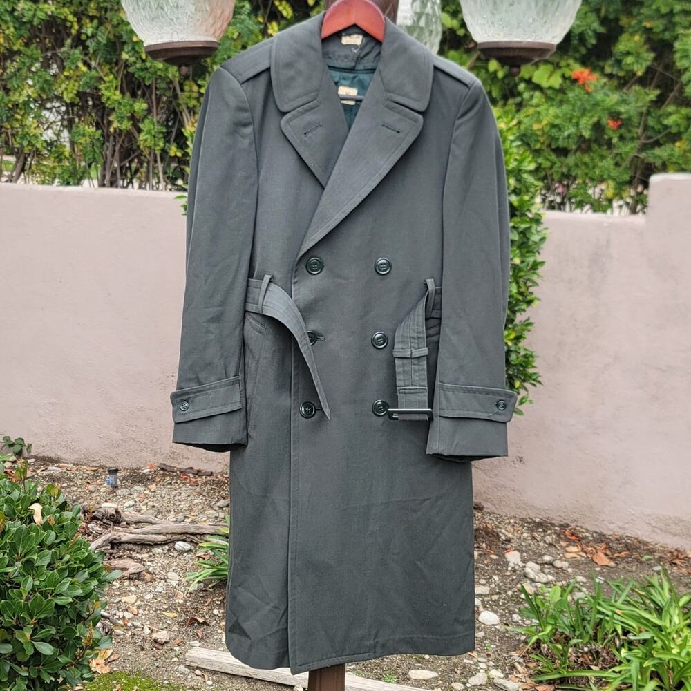 Vtg US Army Wool Gabardine AG44 Military Overcoat w/ Removable Liner - Picture 2 of 7